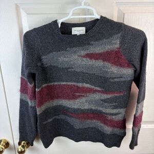 Eric Bompard Cashmere Mohair Glitter Gray Burgundy Sweater